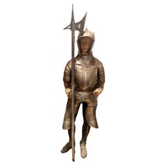 Antique Rare Italian 16th Century Infantry Armour with Burgonet Helmet & Halberd
