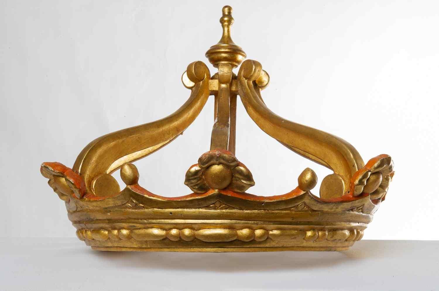 Other  Gilded Wood Antique Crown Sculpture