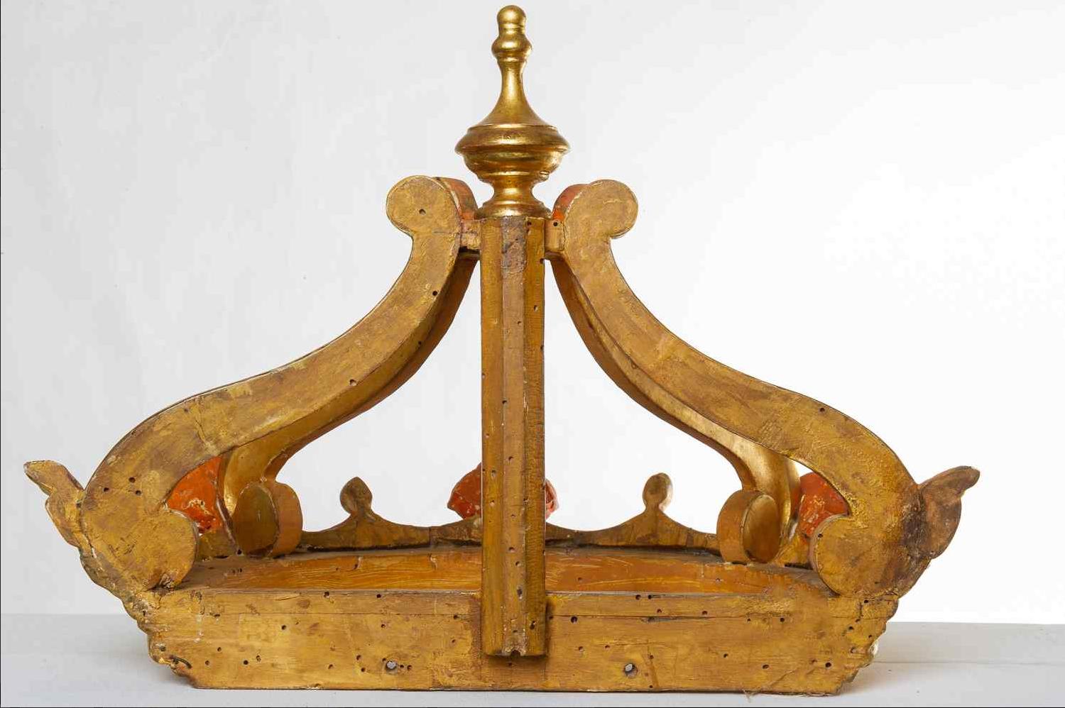 Fruitwood  Gilded Wood Antique Crown Sculpture