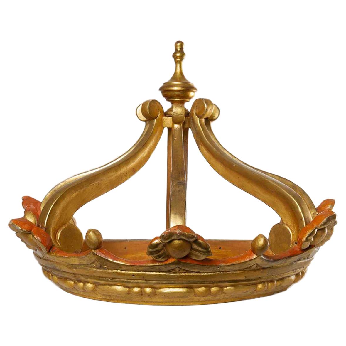  Gilded Wood Antique Crown Sculpture