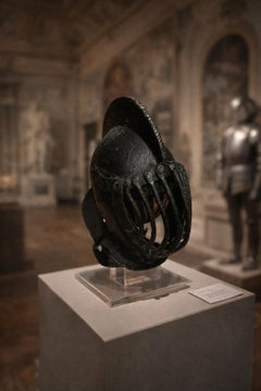 Antique Rare Italian Renaissance Tournament Helmet 1520-1550 with Original Stand