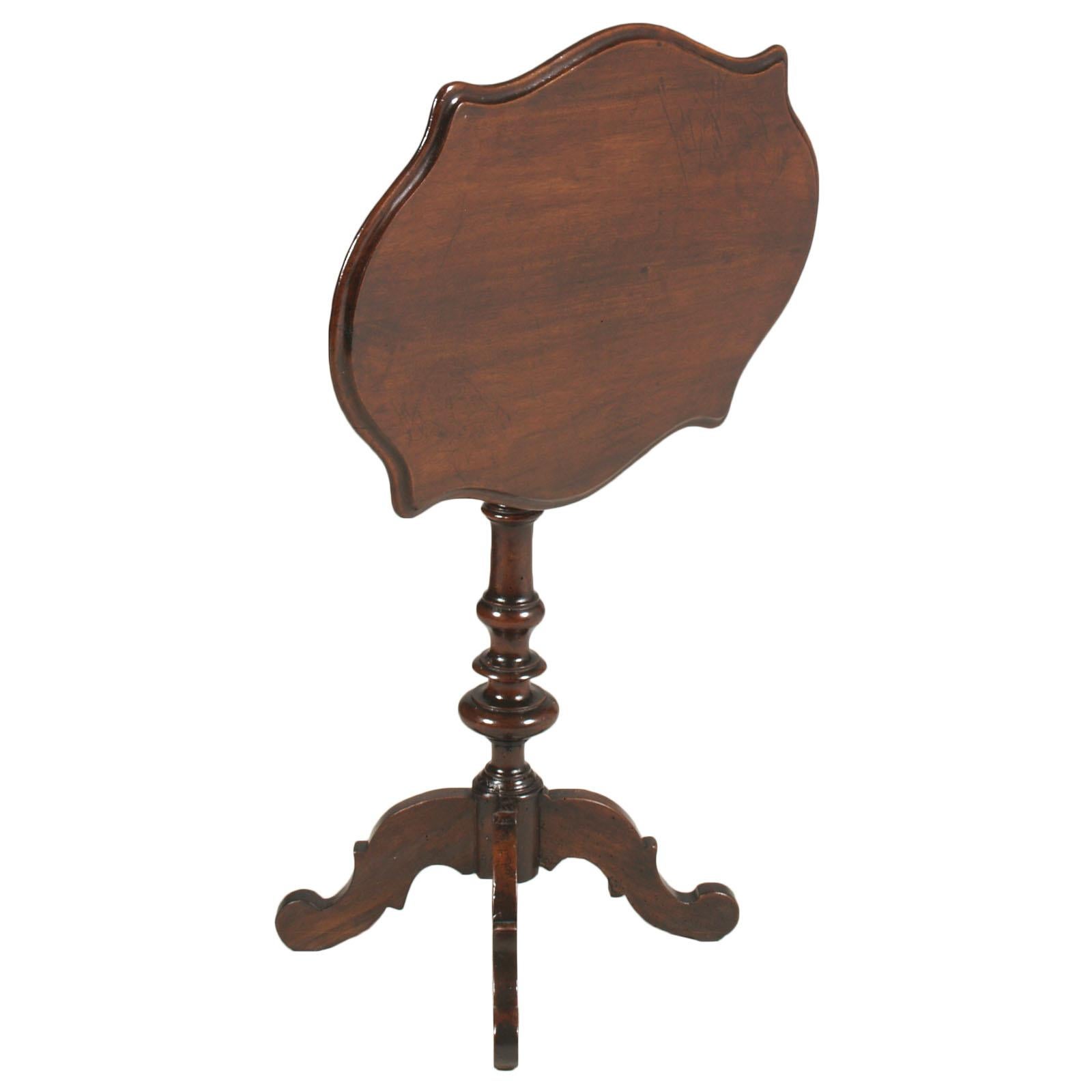 Antique Rare Italian Tilt-Top Table Dessert Table Carved and Turned Solid Walnut For Sale 5