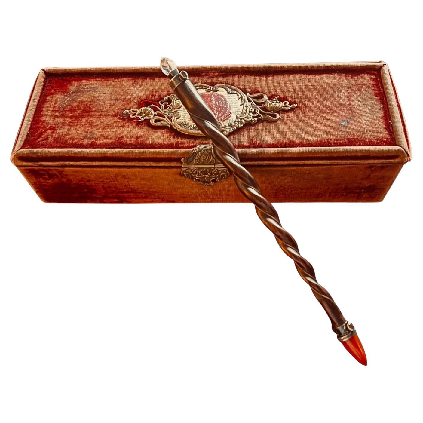 Antique Rare Judaica Torah Pointer Art Deco Austria Ca 1900 with Gemstones en vente