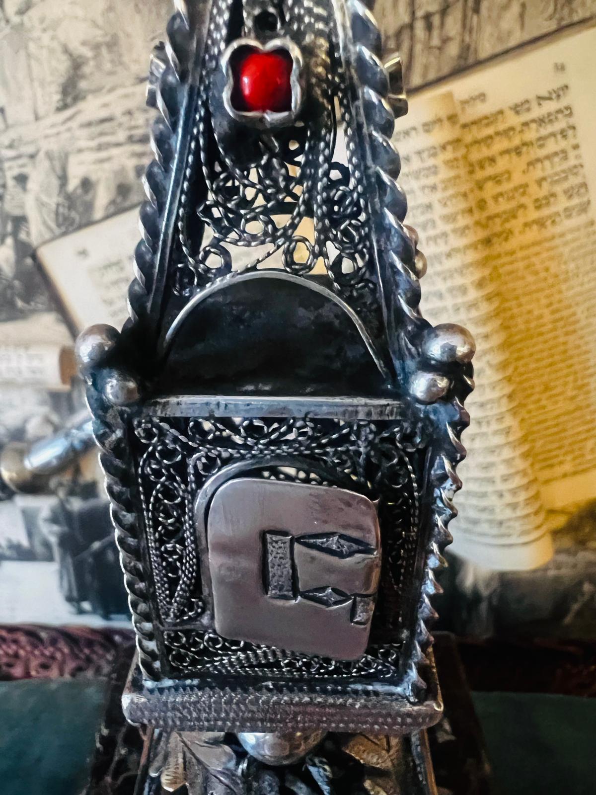 Antique Rare Judaica Silver Spice Tower 18th century Germany For Sale 1