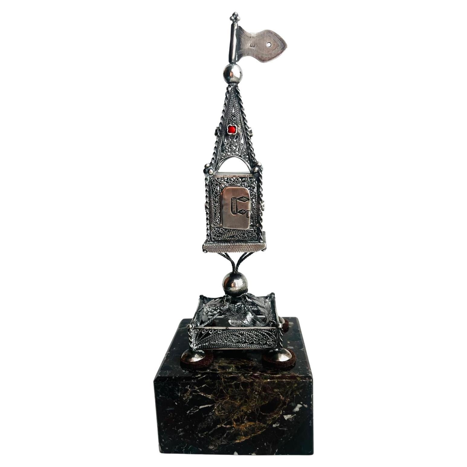 Antigua y rara torre de especias de plata judaica del siglo XVIII Alemania