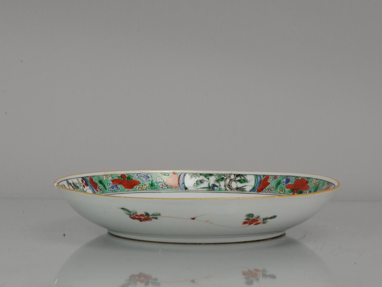 Ancienne et rare assiette famille verte en porcelaine chinoise Kangxi datant d'environ 1700 en vente 4