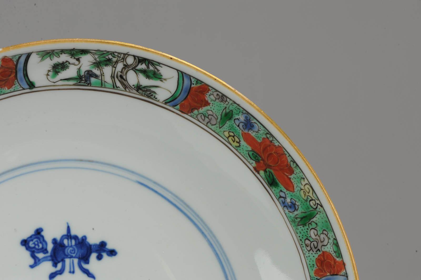 Porcelaine Ancienne et rare assiette famille verte en porcelaine chinoise Kangxi datant d'environ 1700 en vente