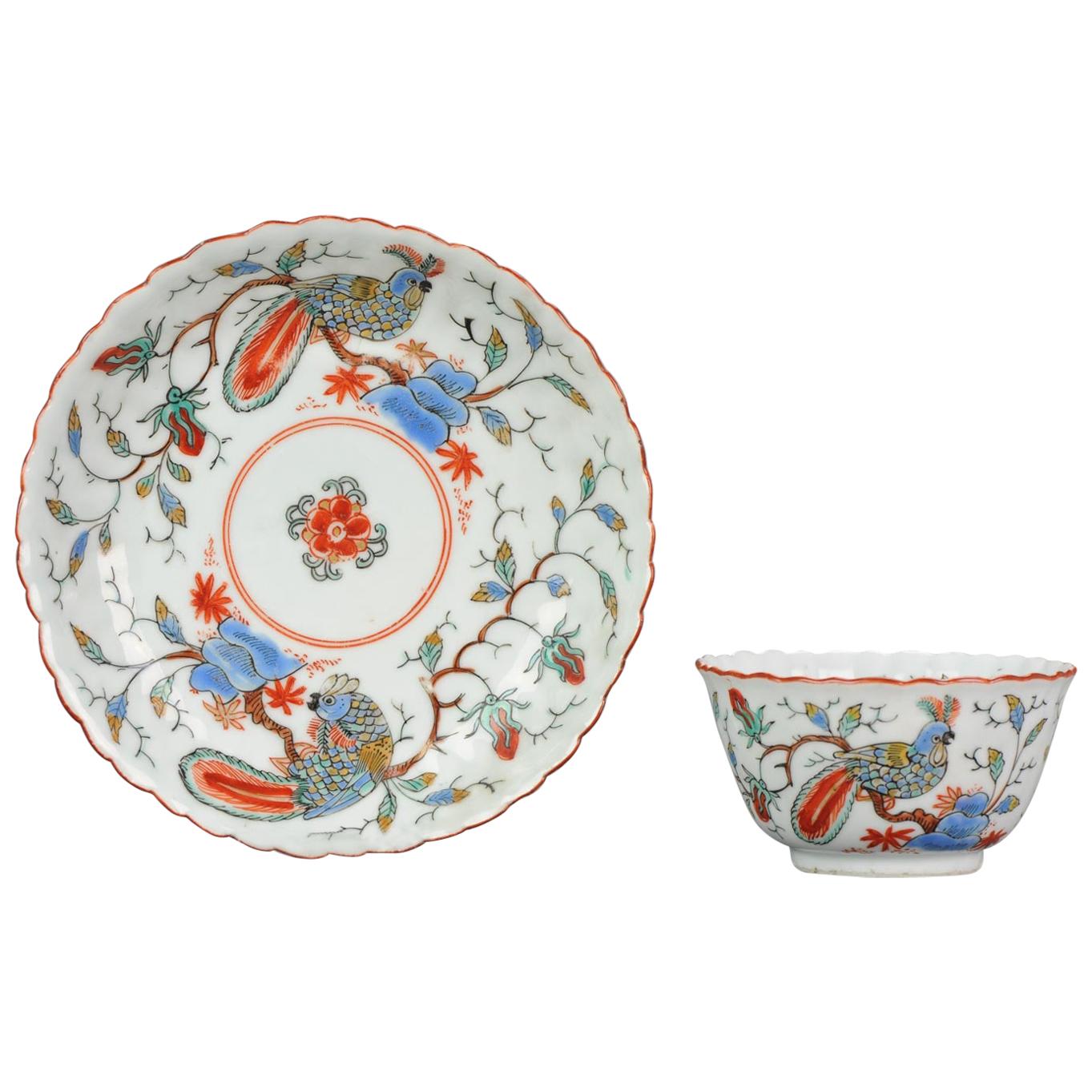 Antique Rare Kangxi Period Chinese Porcelain Dish Amsterdam Bont Parrot For Sale