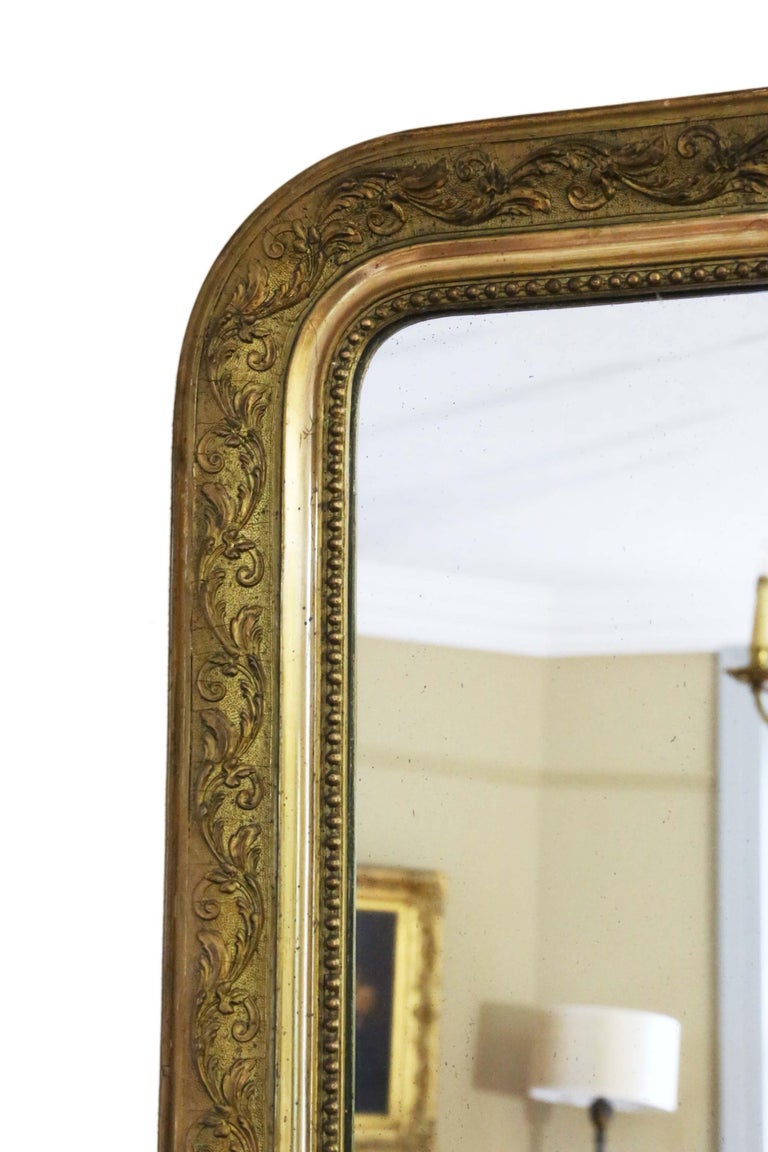 Antique Rare Large 19th Century Gilt Overmantle Wall Mirror For Sale at 1stDibs antique