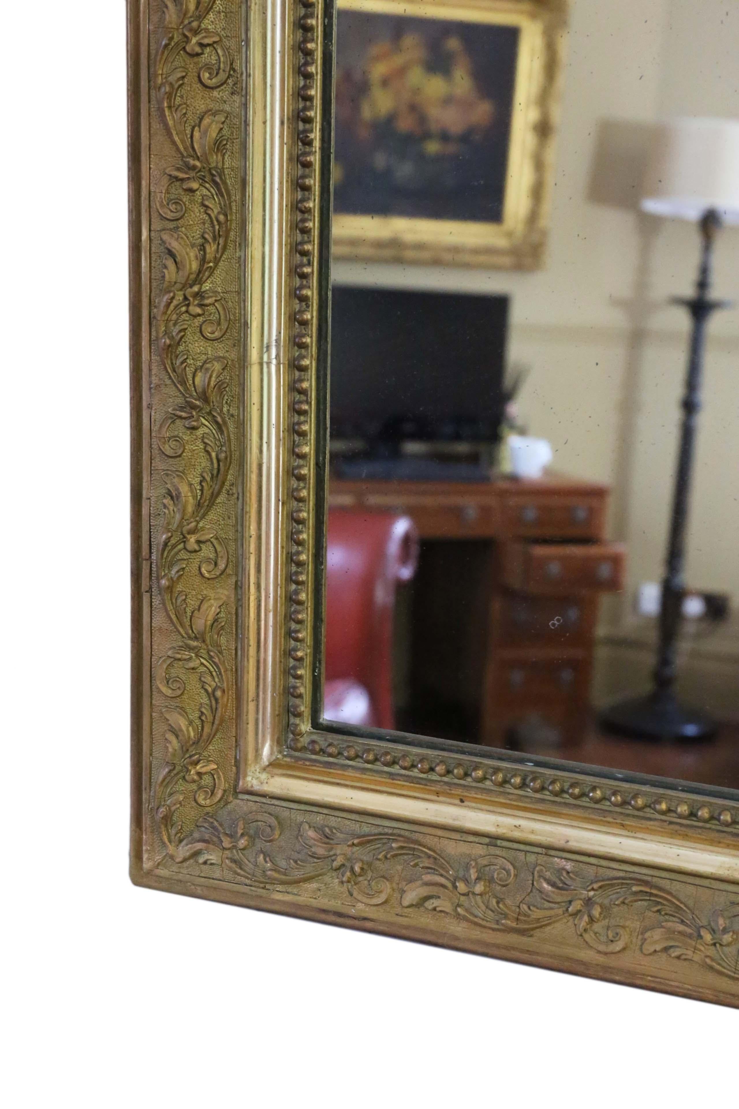 Antique Rare Large 19th Century Gilt Overmantle Wall Mirror  For Sale 9