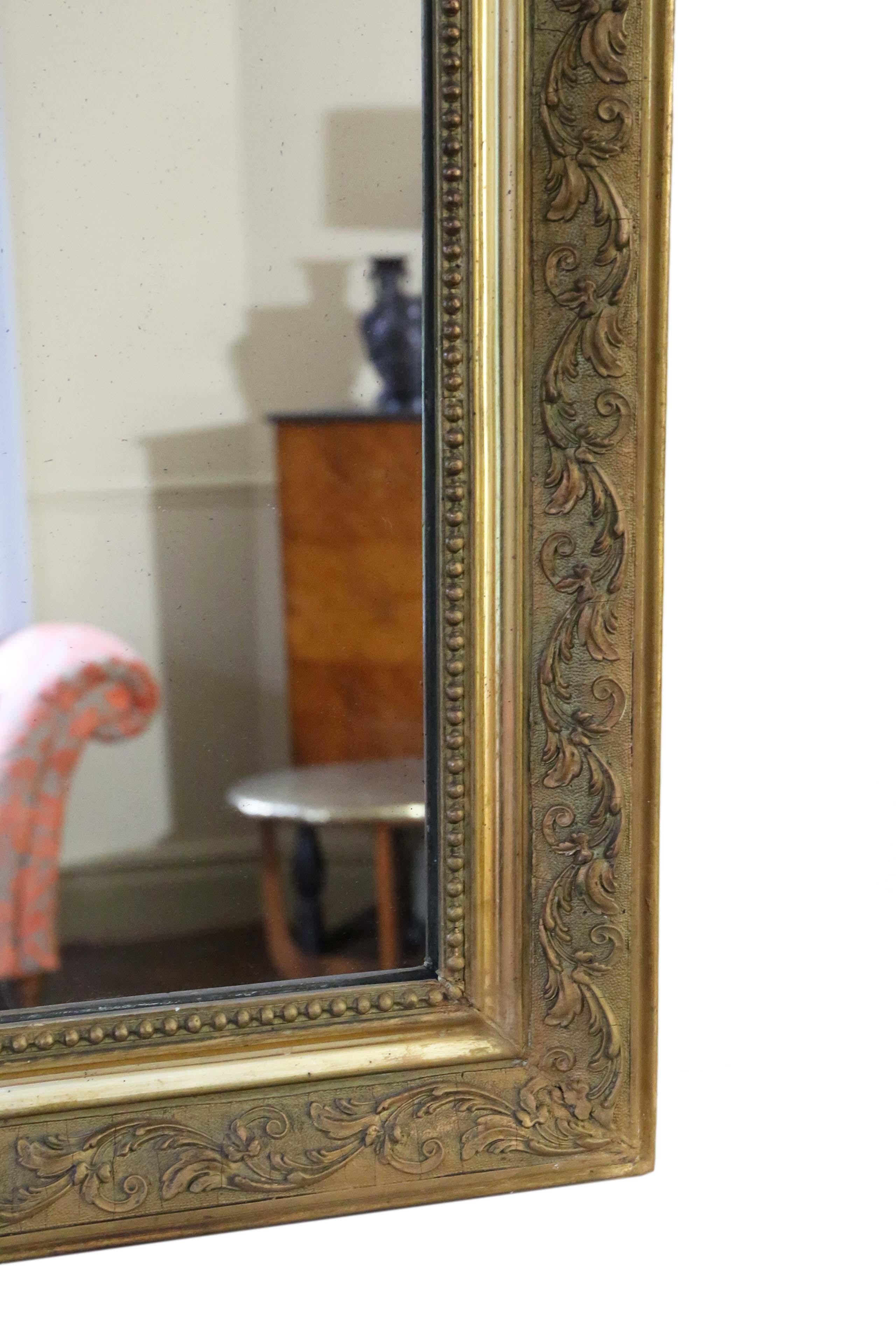 Antique Rare Large 19th Century Gilt Overmantle Wall Mirror  For Sale 10