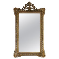 Antique Rare Large 19th Century Gilt Overmantle Wall Mirror