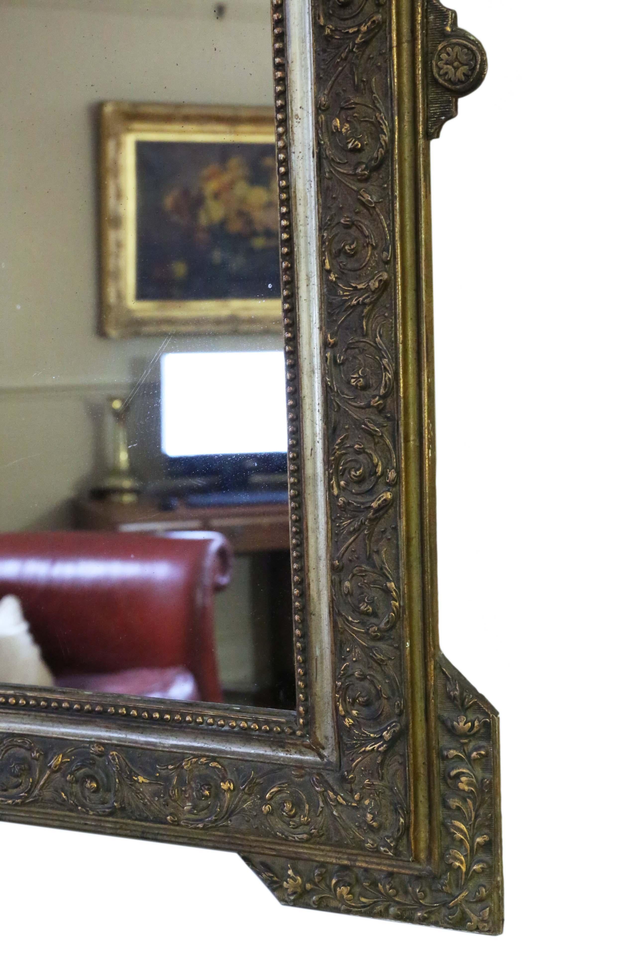 Antique Rare Large French 19th Century Gilt Overmantle Wall Mirror 3