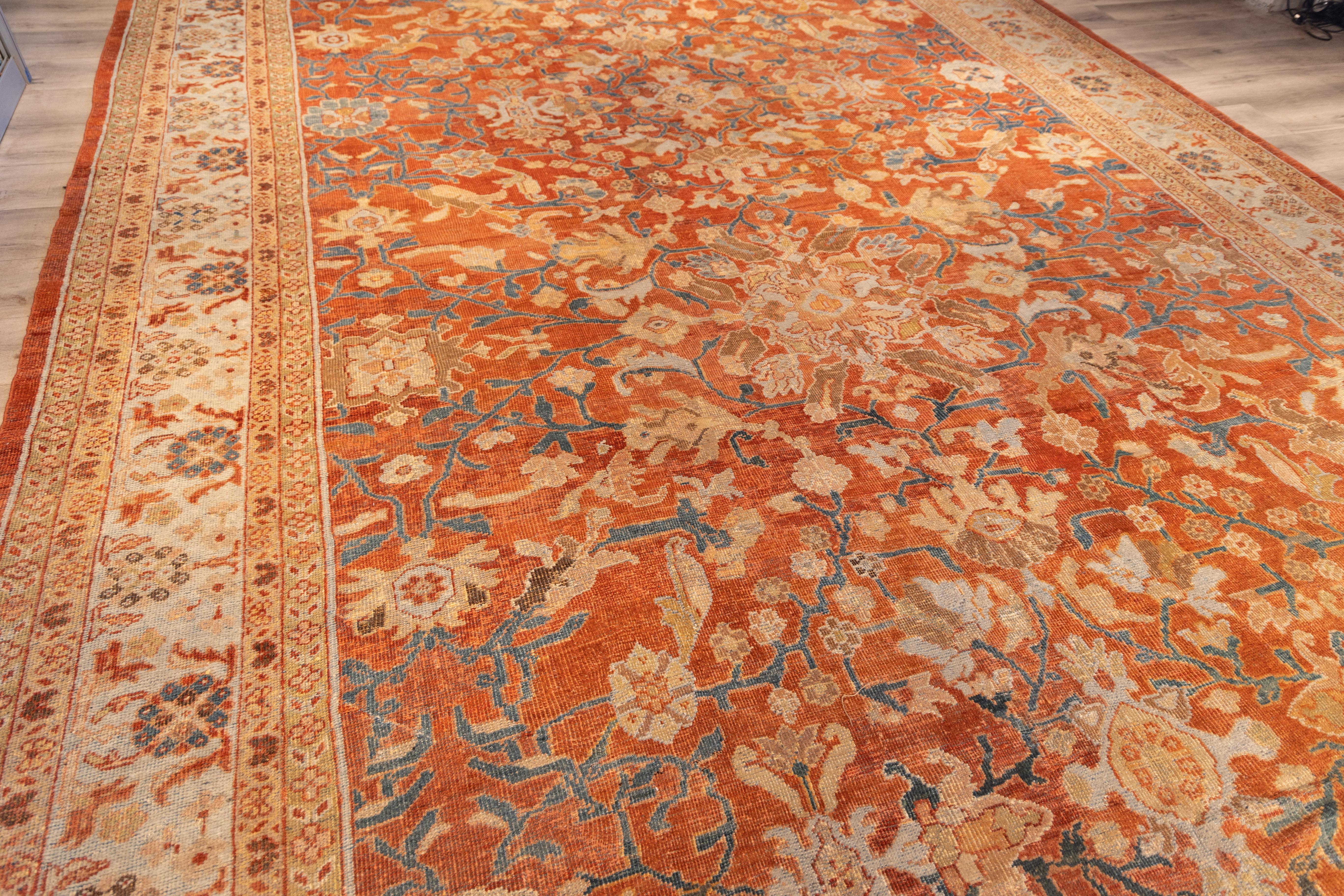 Persian Antique rare & large Sultanabad rug 19th century For Sale