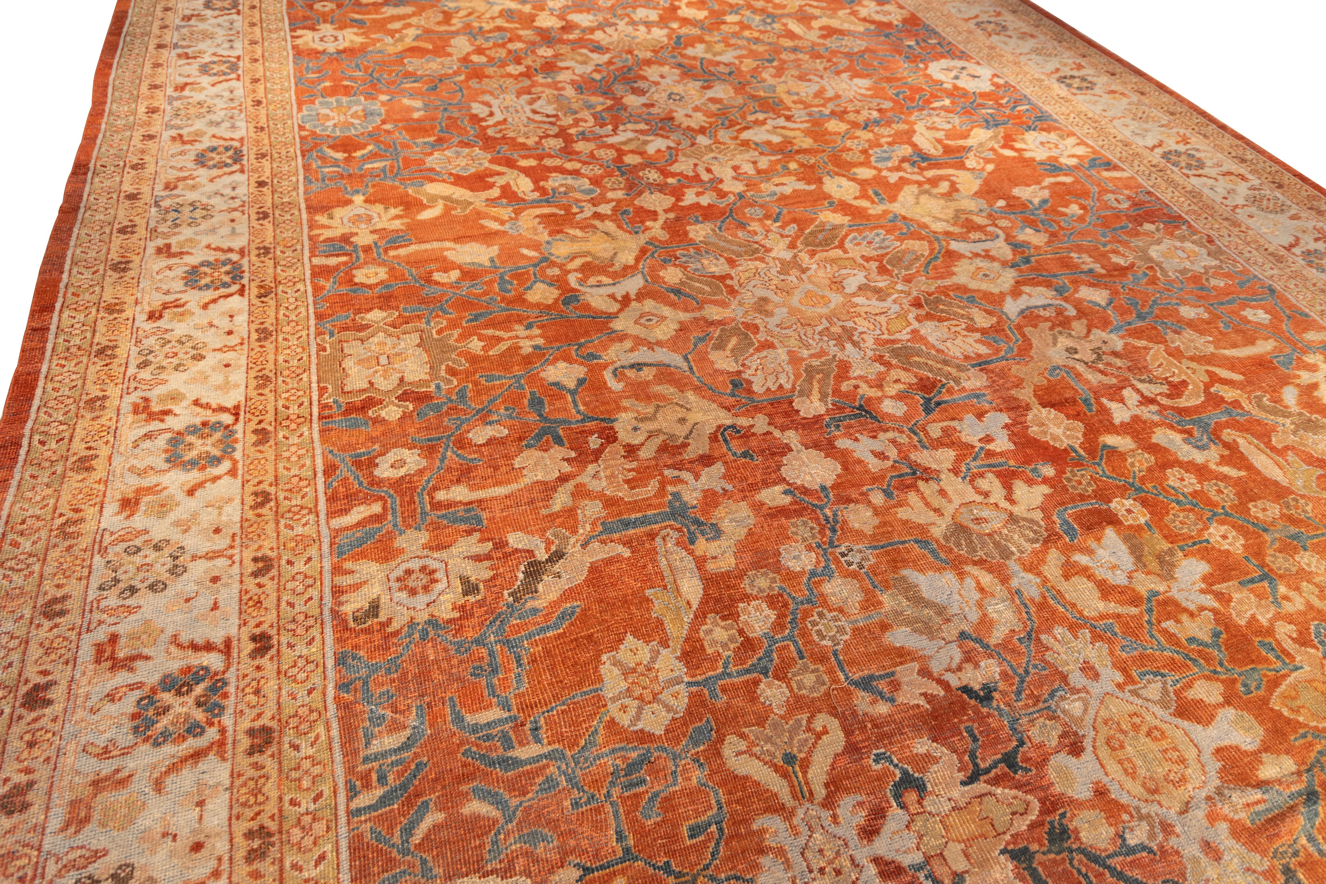Persian Antique rare & large Sultanabad rug 19th century For Sale