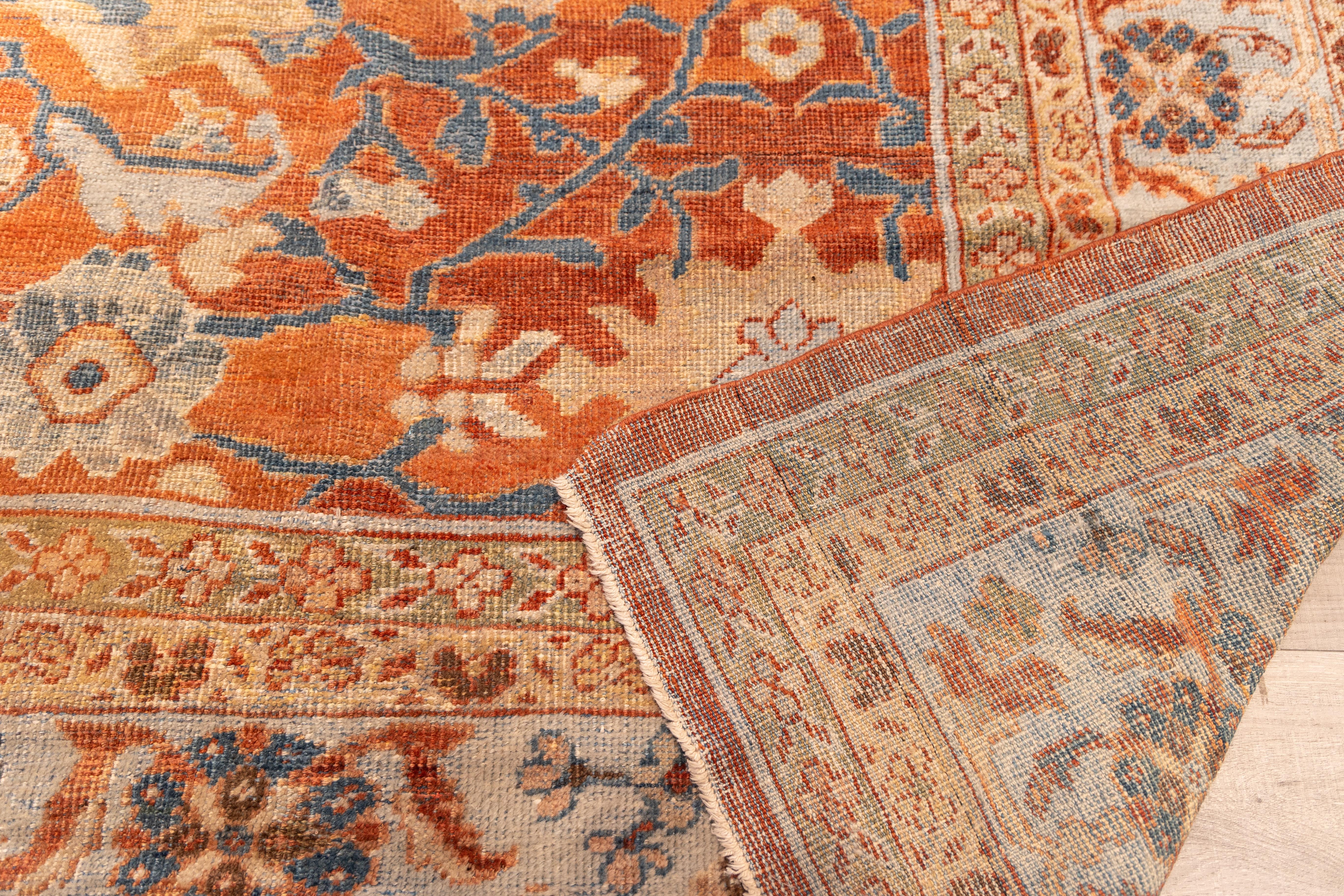Hand-Woven Antique rare & large Sultanabad rug 19th century For Sale
