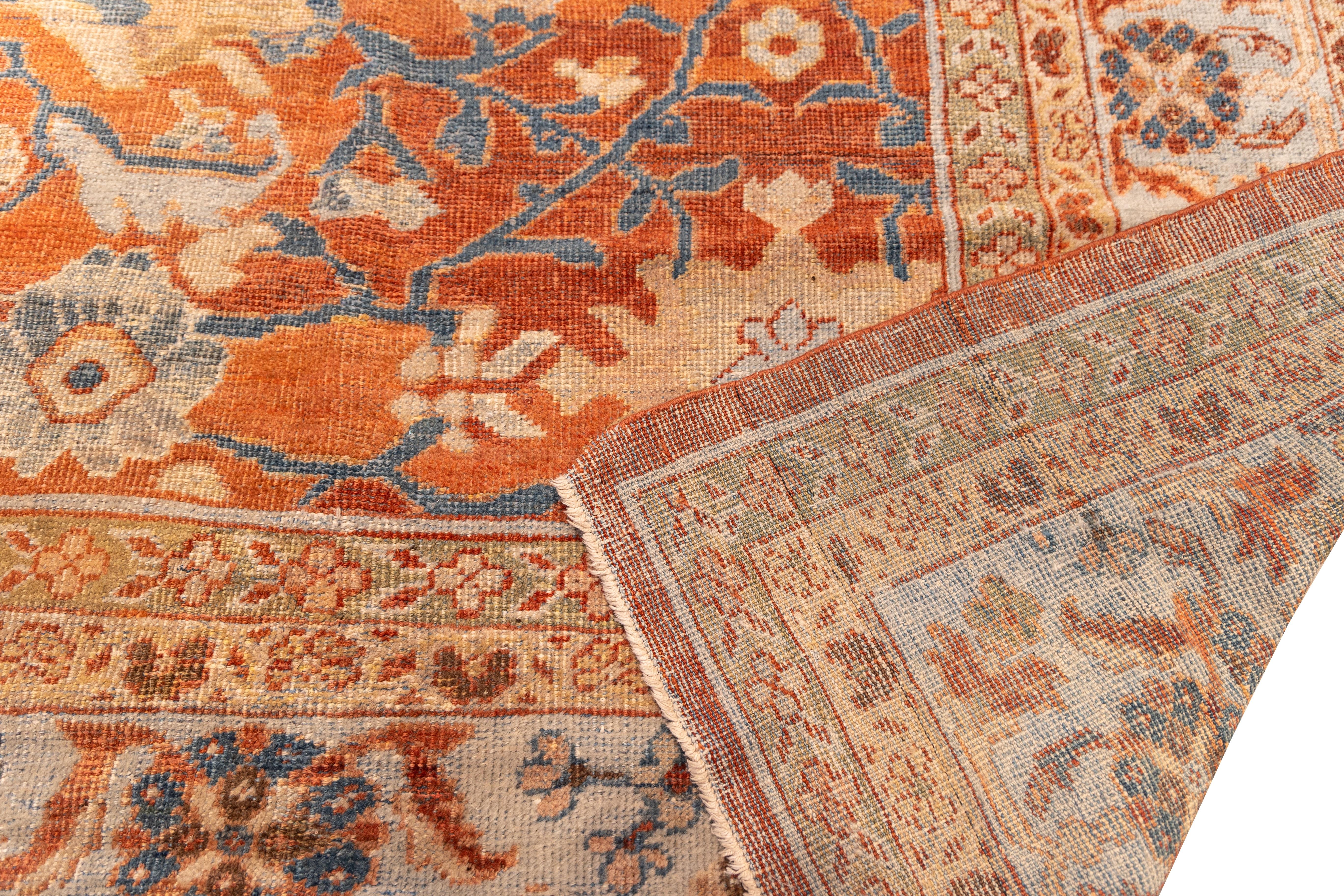 Hand-Woven Antique rare & large Sultanabad rug 19th century For Sale