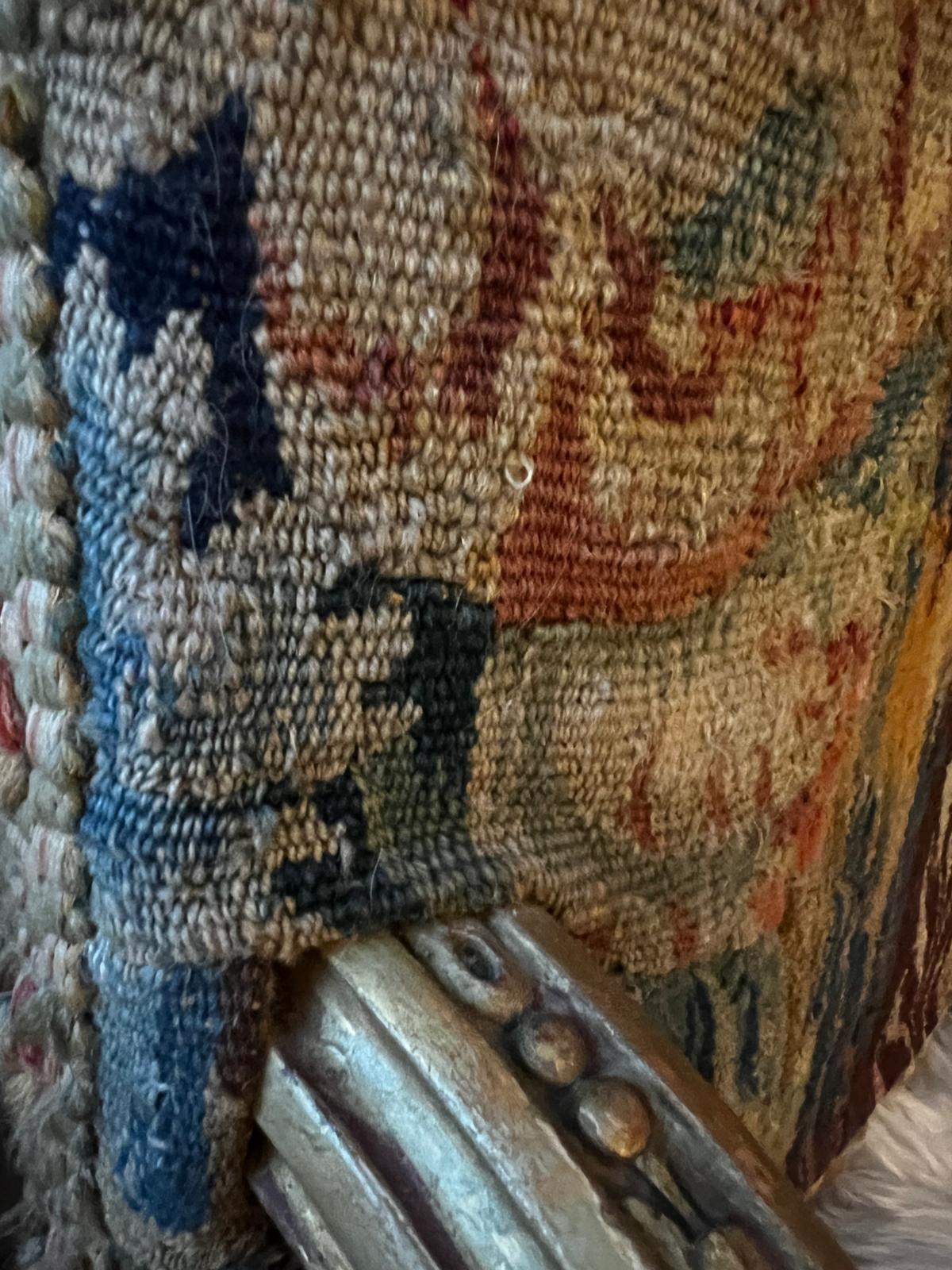 Louis XIV Style Carved Giltwood Tapestry Upholstered Armchair For Sale 8