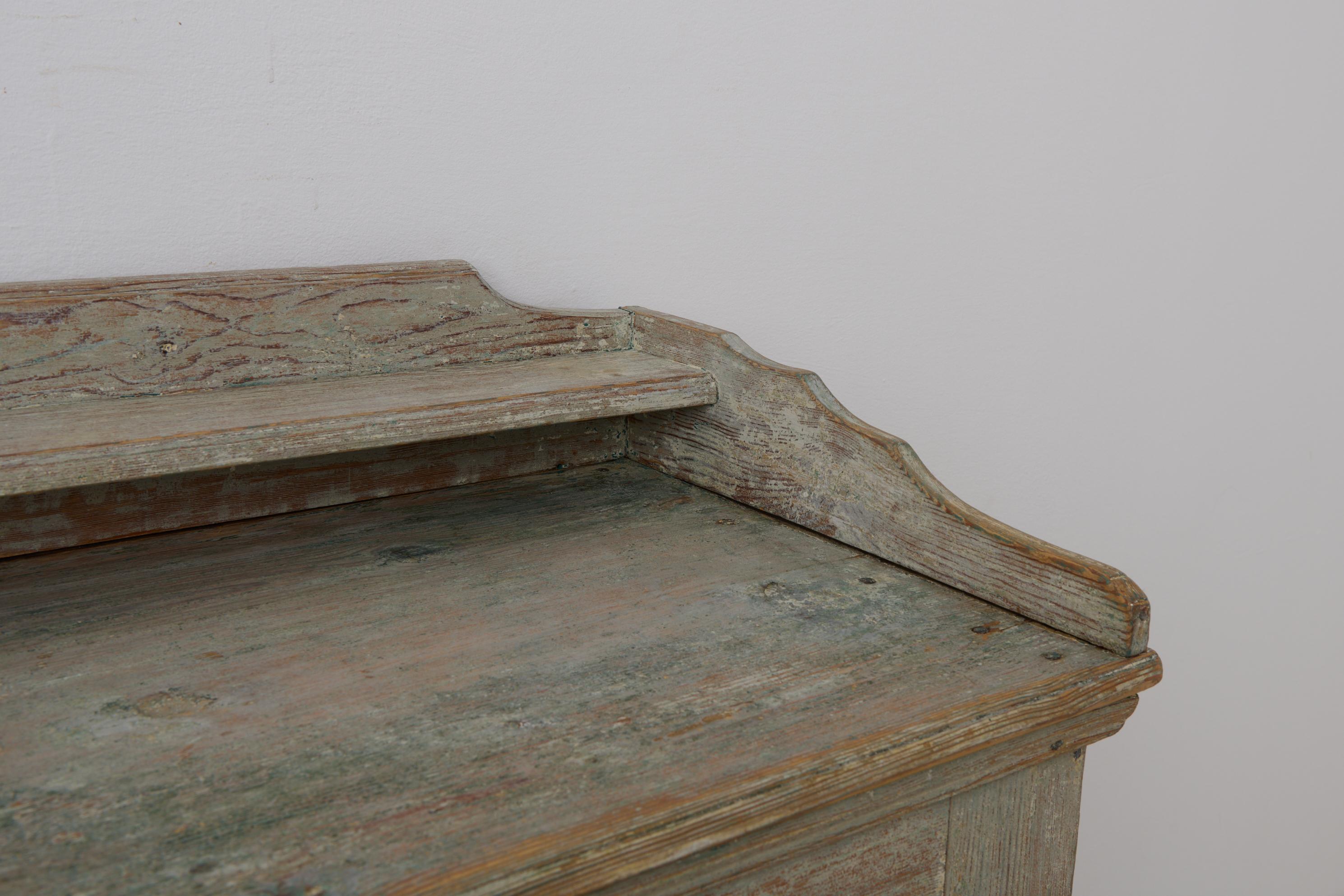 Antique Rare Low and Wide Northern Swedish Sideboard from the Gustavian Period For Sale 8
