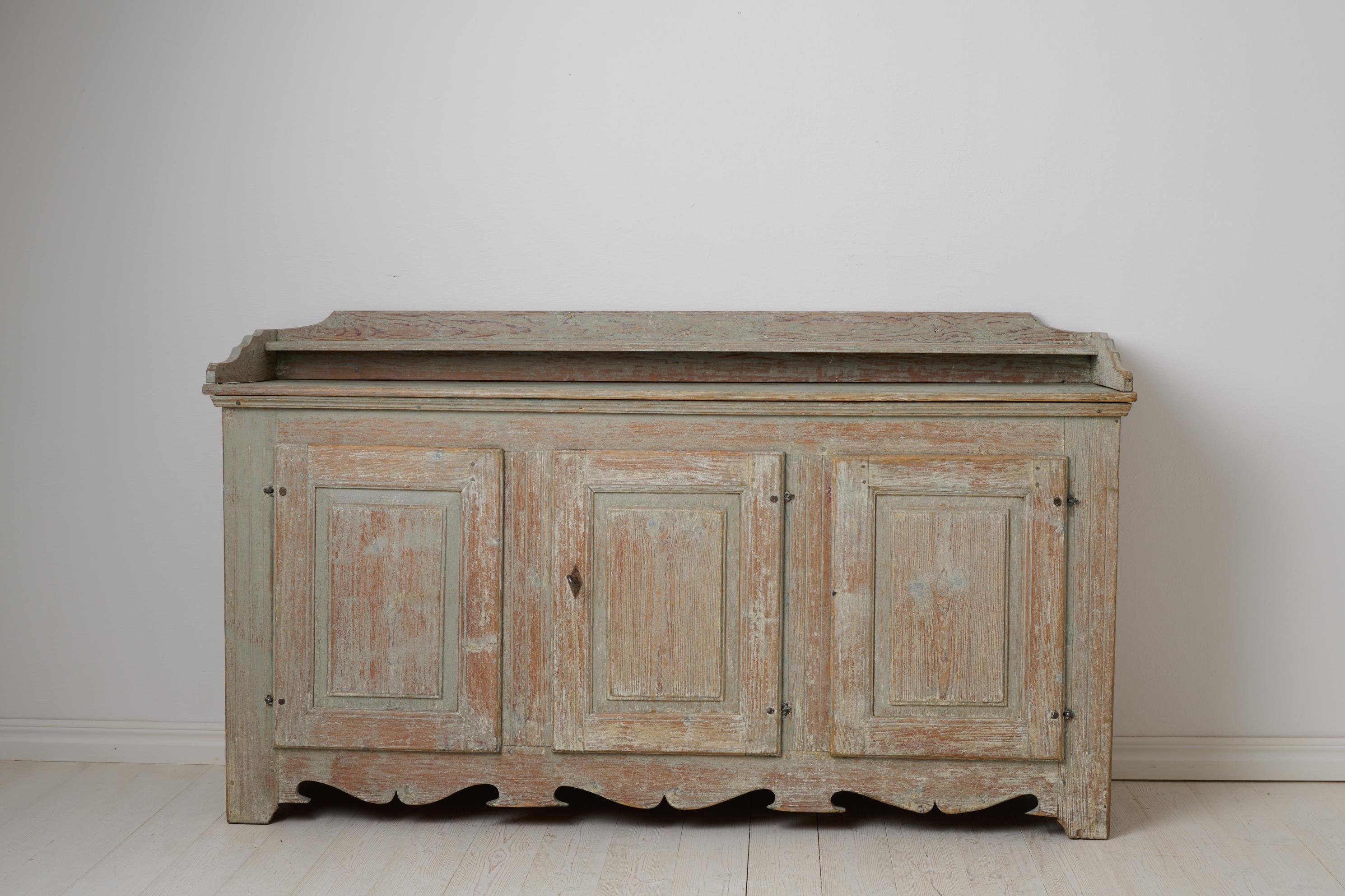 18th Century Antique Rare Low and Wide Northern Swedish Sideboard from the Gustavian Period For Sale