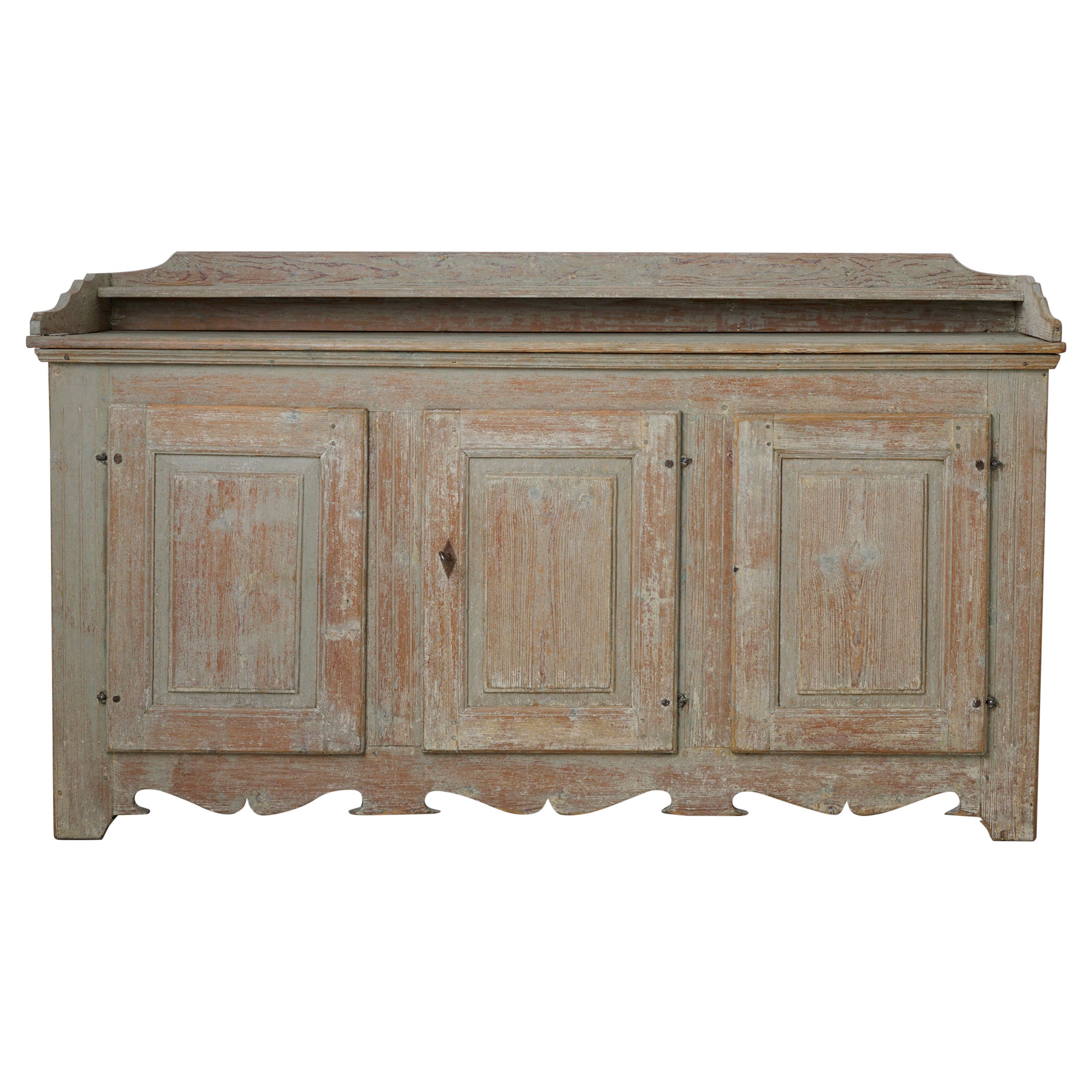 Antique Rare Low and Wide Northern Swedish Sideboard from the Gustavian Period For Sale