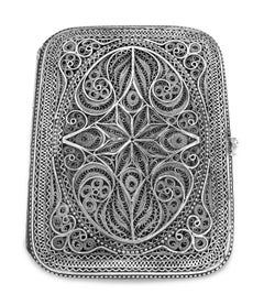 Vintage Make Up or Cigar Box, Silver Filigree