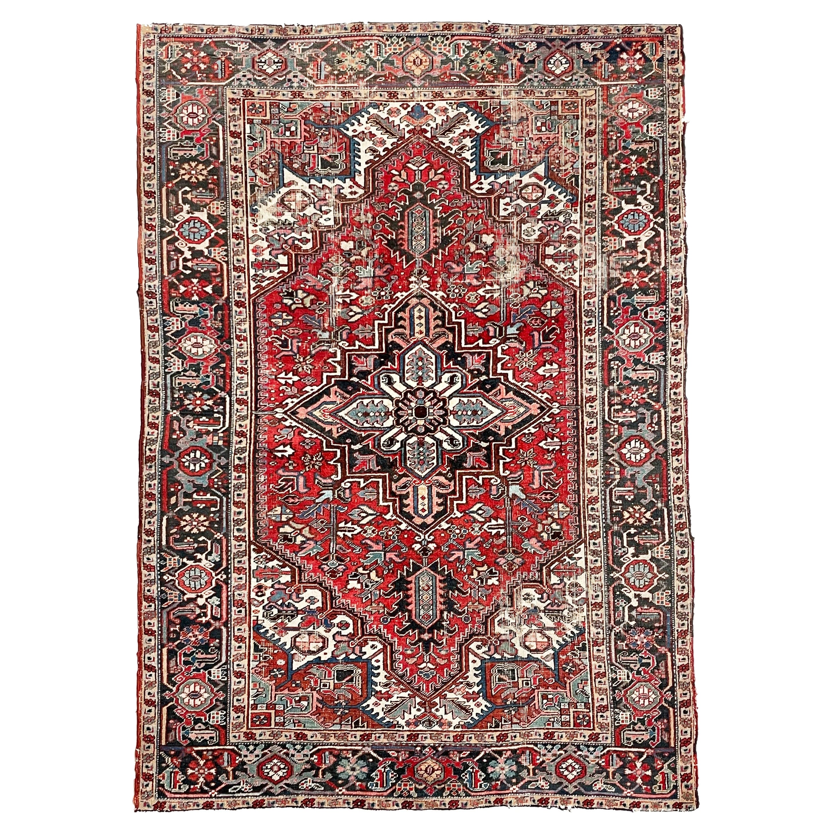 Tapis Heriz ancien rare de taille moyenne, circa 1930''s