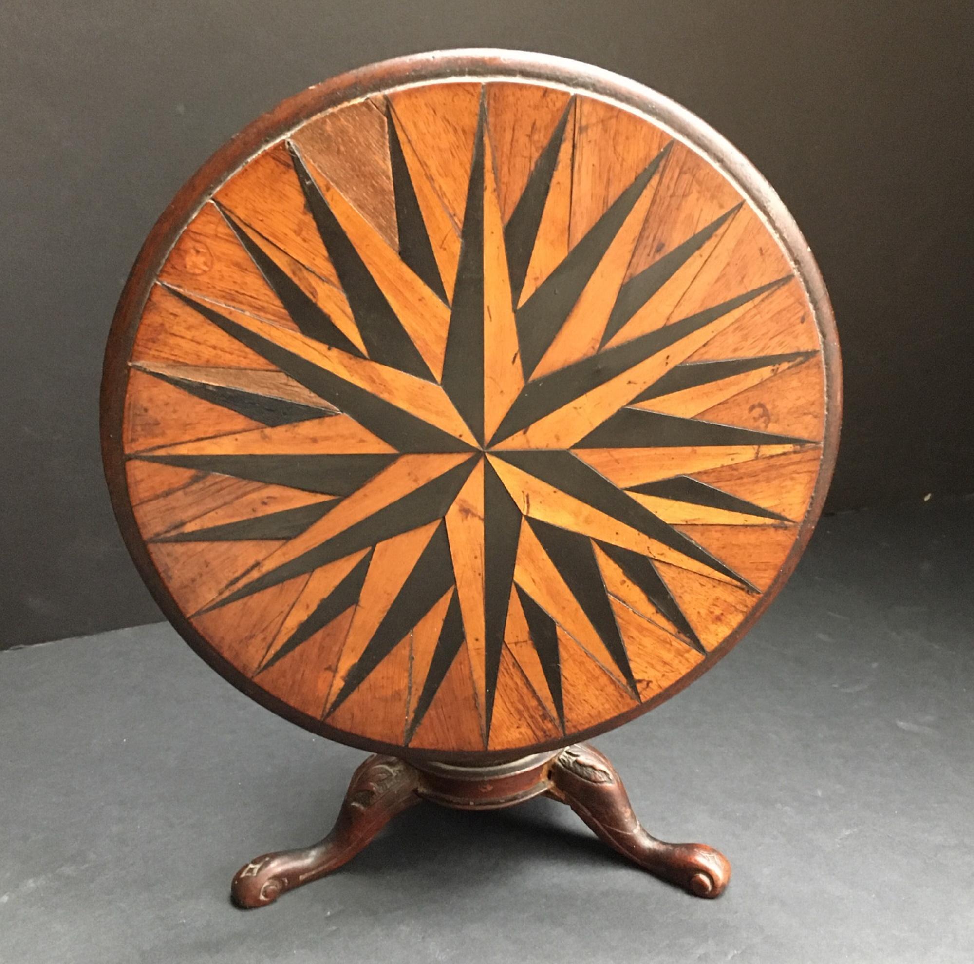 George III Antique Rare Miniature Marquetry Tilt-Top Table, Ralph Turnbull, 1788-1865