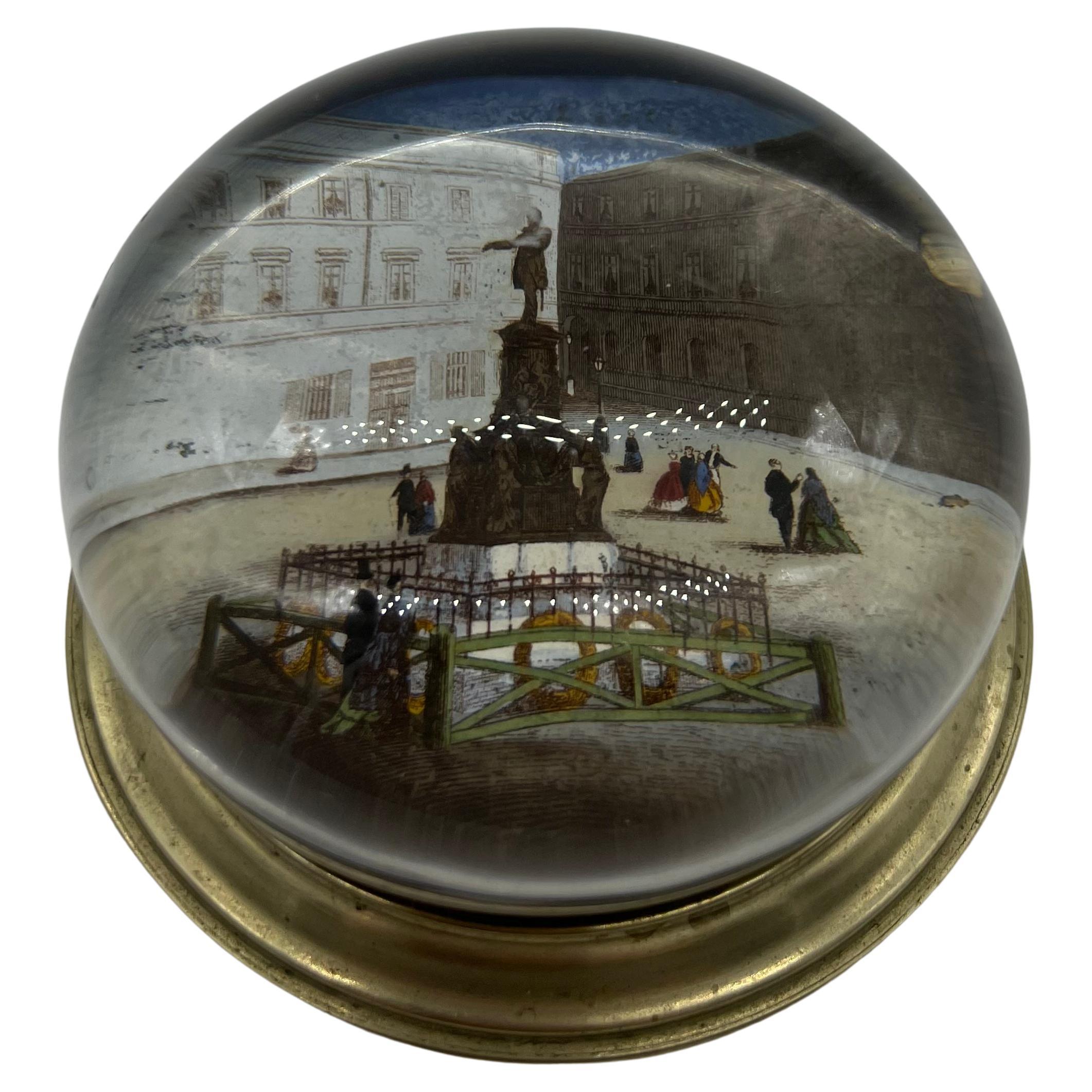Antique Rare Paperweight Glass Ball with Picture