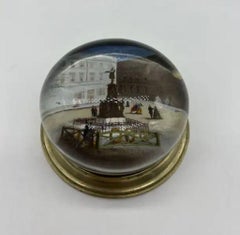 Antique, rare paperweight made of glass ball with image