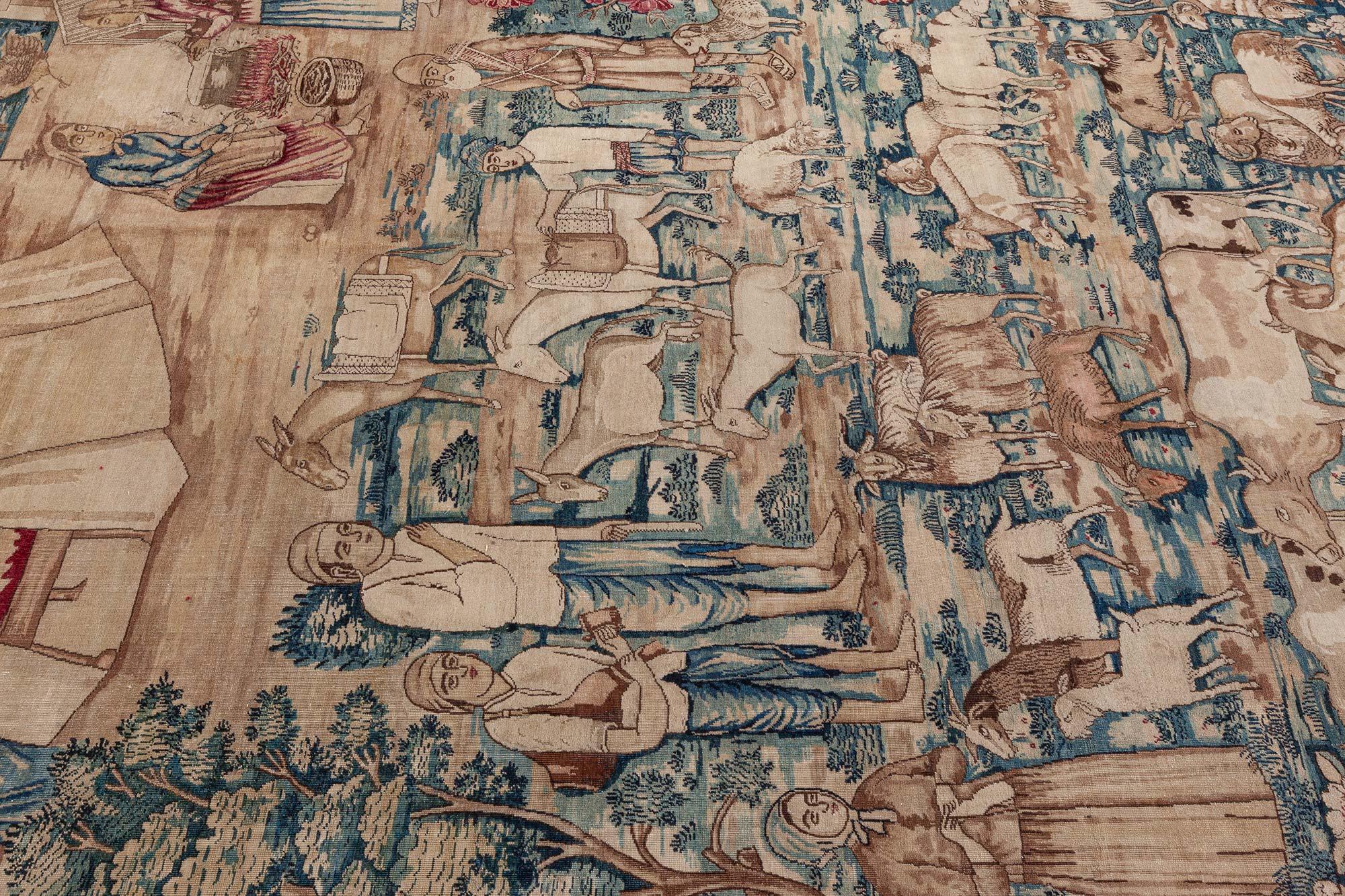 Persian Doris Leslie Blau Antique Rare Pictorial Biblical Rug For Sale