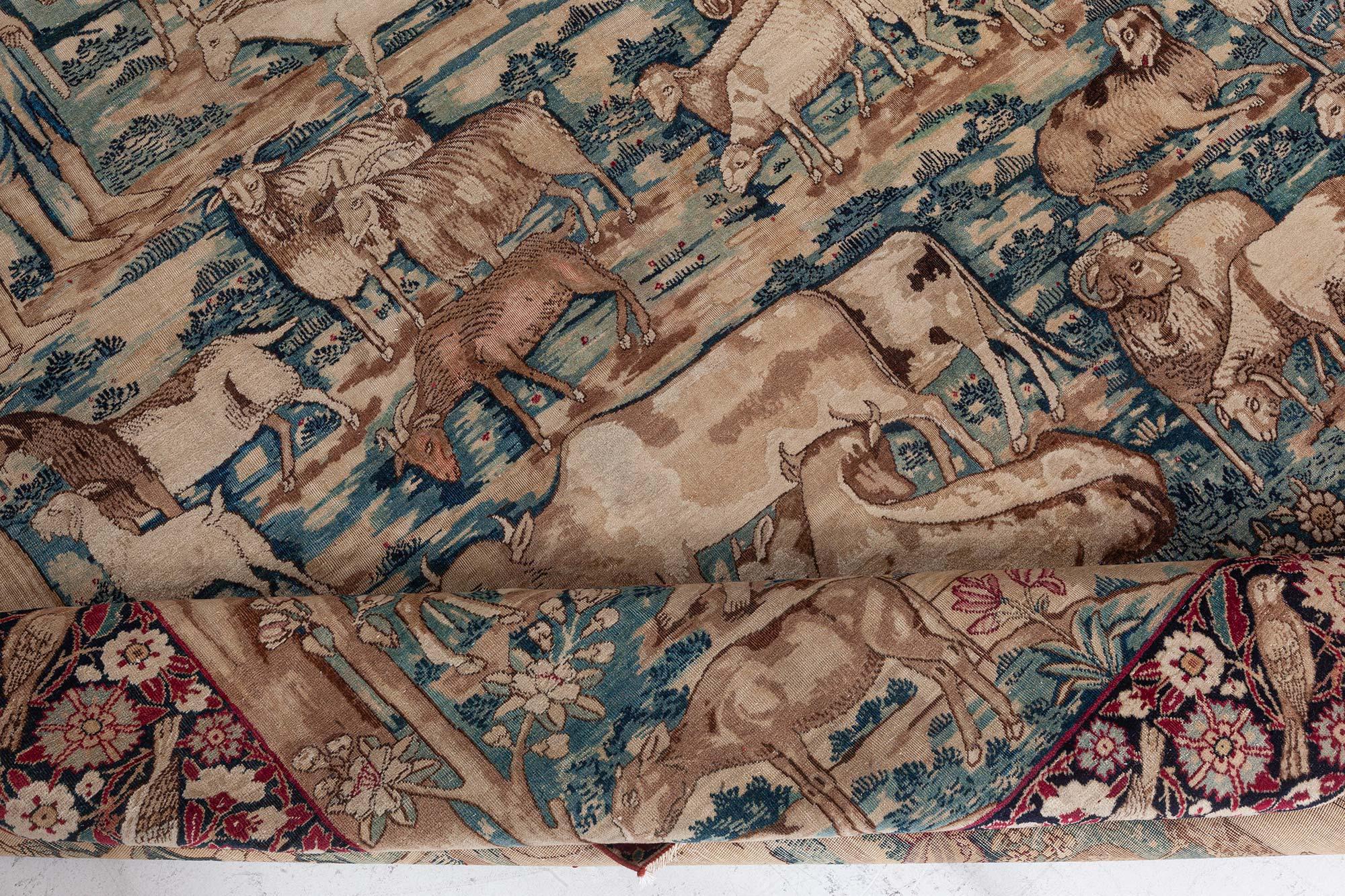 Hand-Knotted Doris Leslie Blau Antique Rare Pictorial Biblical Rug For Sale