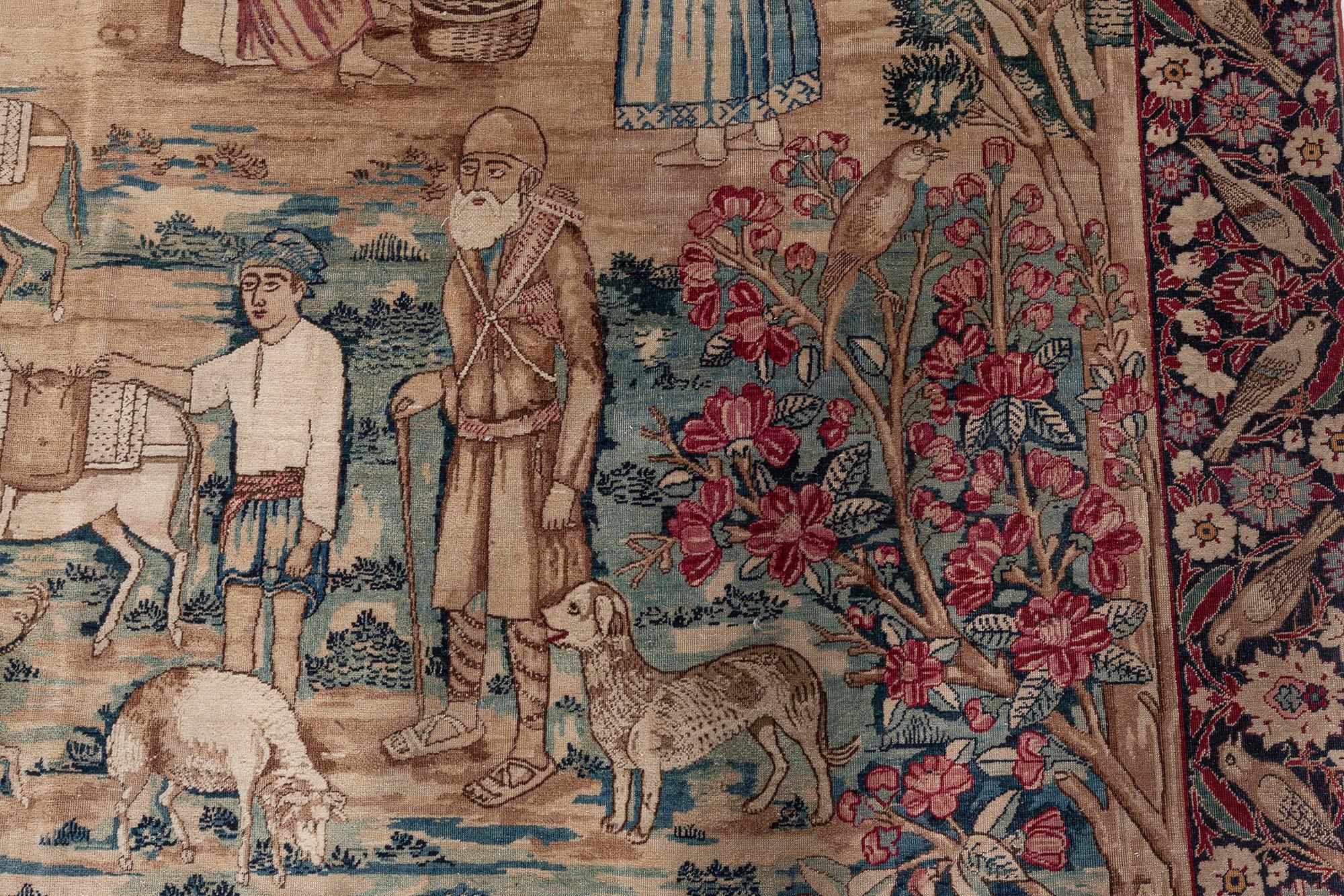 19th Century Doris Leslie Blau Antique Rare Pictorial Biblical Rug For Sale