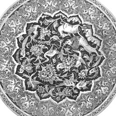 Antique Rare Piece Round Box, Handmade Persian Silver