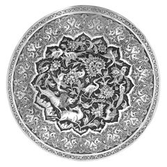 Antique Rare Piece Round Box, Handmade Persian Silver