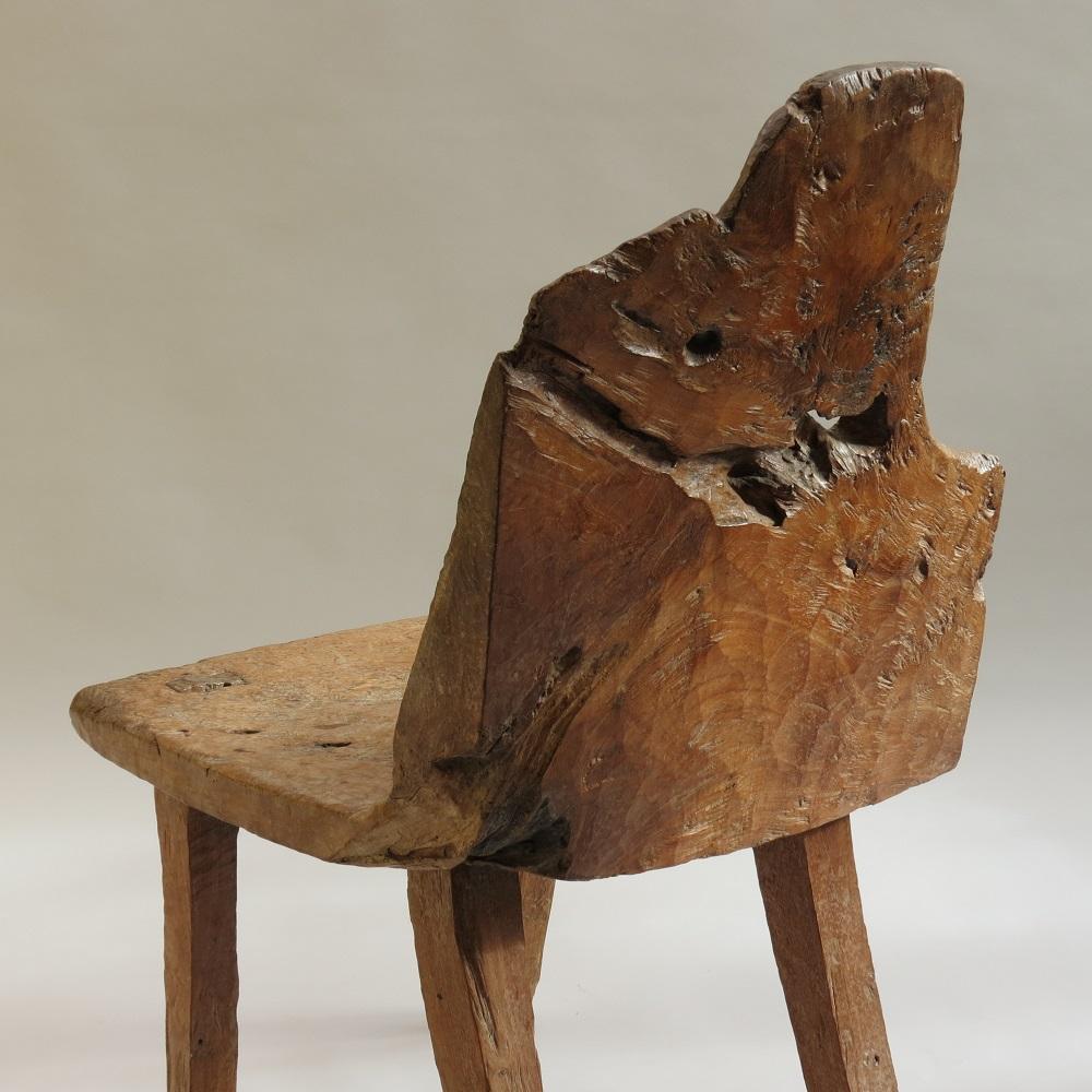 Antique Rare Primitive Walnut Chair 19th Century English Wabi Sabi style For Sale 3