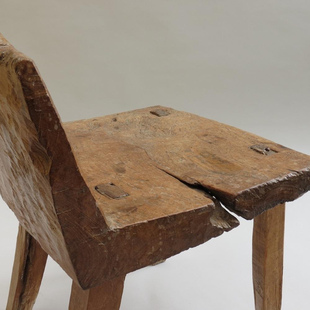 Antique Rare Primitive Walnut Chair 19th Century English Wabi Sabi style For Sale 5