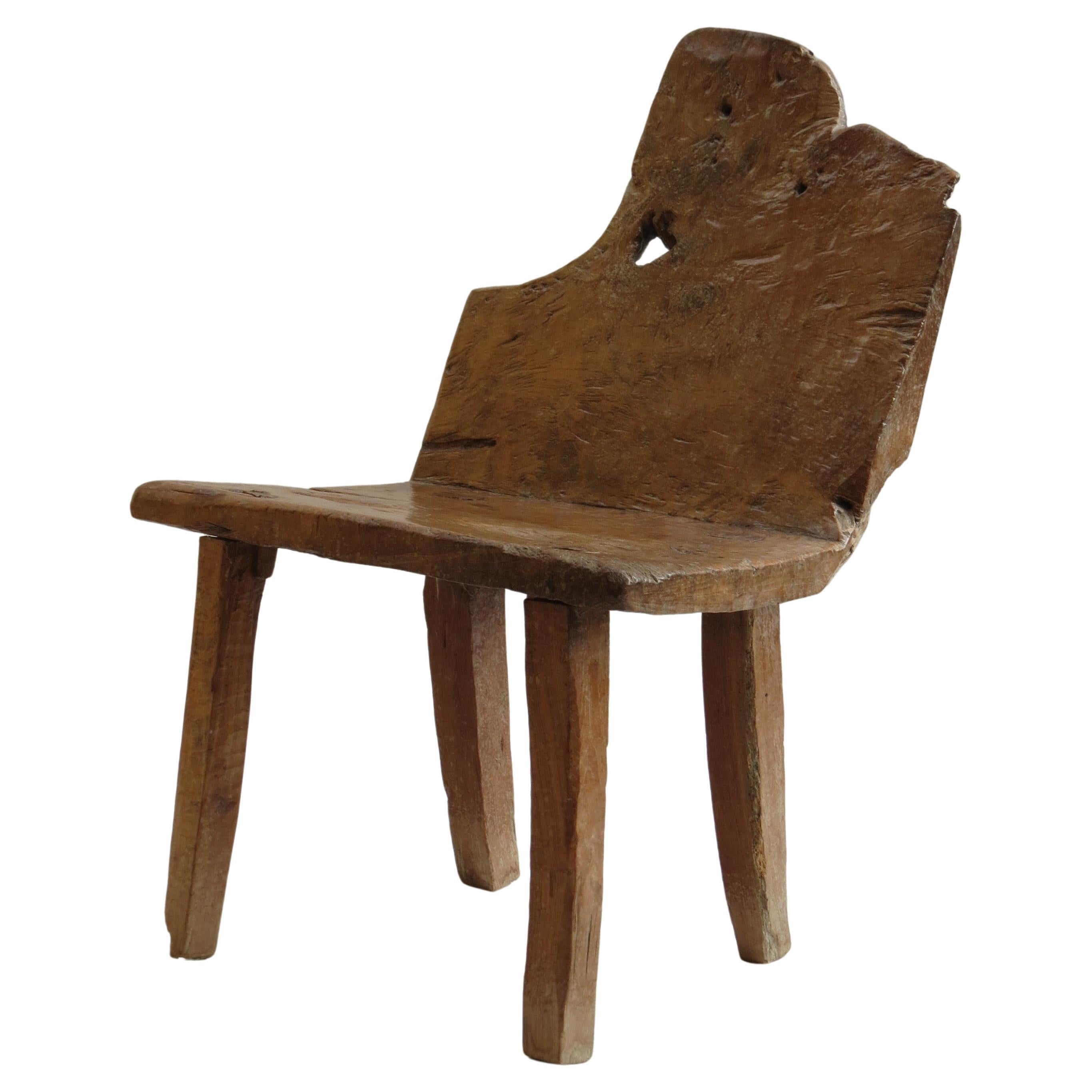 Antique Rare Primitive Walnut Chair 19th Century English Wabi Sabi style