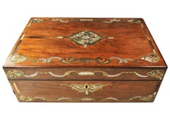 Antique Rare Rosewood Decorative Writing Slope With Secret Compartments