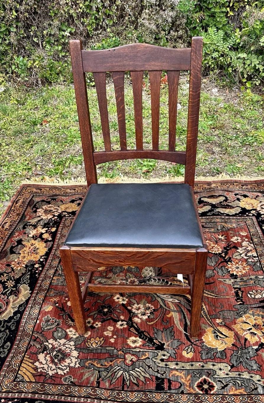 Antique Rare Set Of Seven (7) Gustav Stickley Bungalow Chairs circa 1901 - W7218 For Sale 6