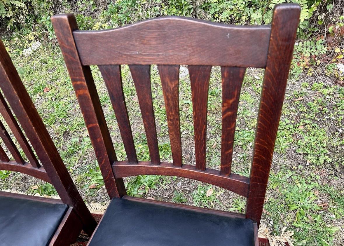 American Antique Rare Set Of Seven (7) Gustav Stickley Bungalow Chairs circa 1901 - W7218 For Sale