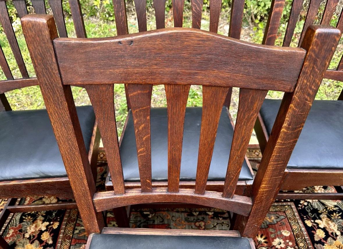 20th Century Antique Rare Set Of Seven (7) Gustav Stickley Bungalow Chairs circa 1901 - W7218 For Sale