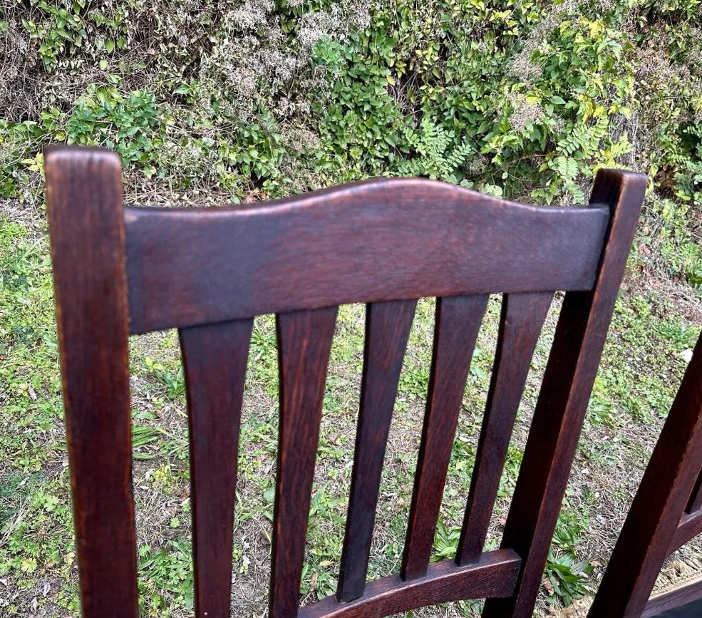 Leather Antique Rare Set Of Seven (7) Gustav Stickley Bungalow Chairs circa 1901 - W7218 For Sale