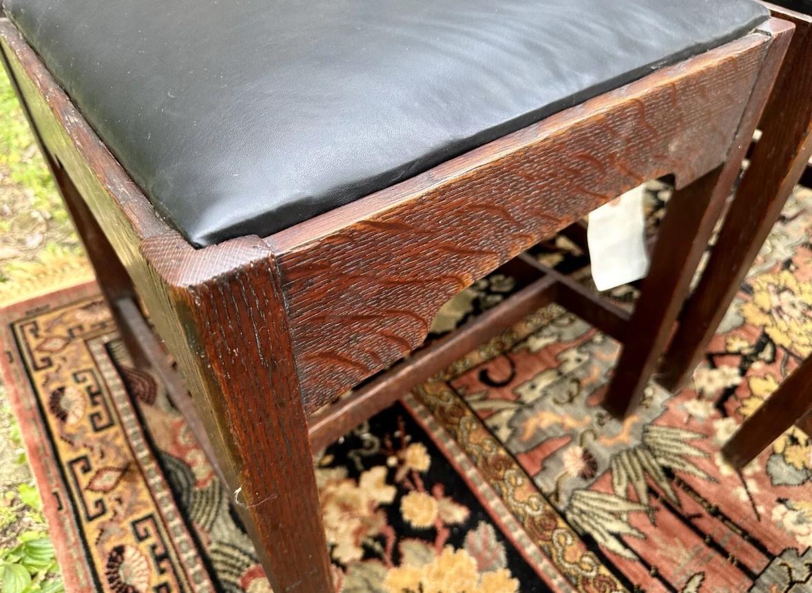 Antique Rare Set Of Seven (7) Gustav Stickley Bungalow Chairs circa 1901 - W7218 For Sale 1