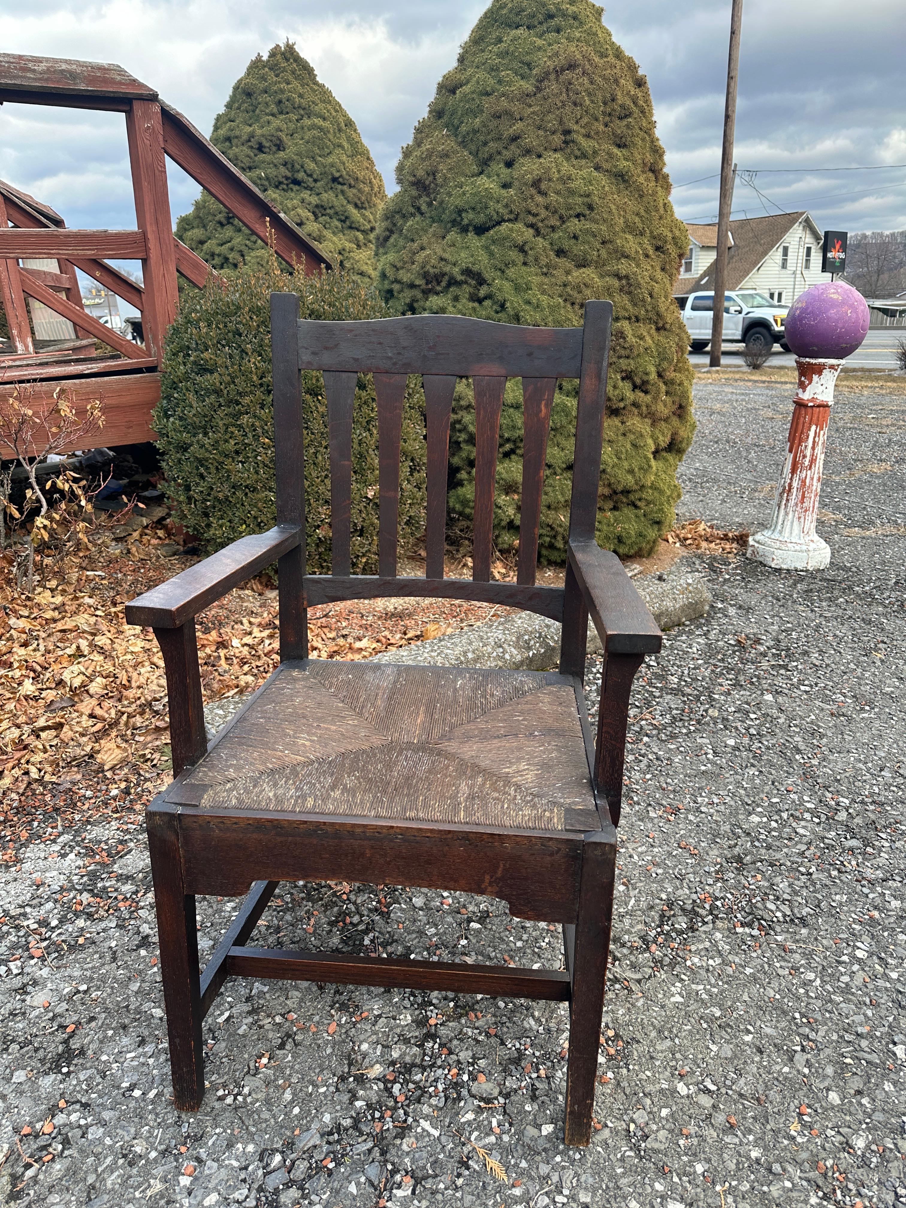 Antique Rare Set Of Seven (7) Gustav Stickley Bungalow Chairs circa 1901 - W7218 For Sale 11