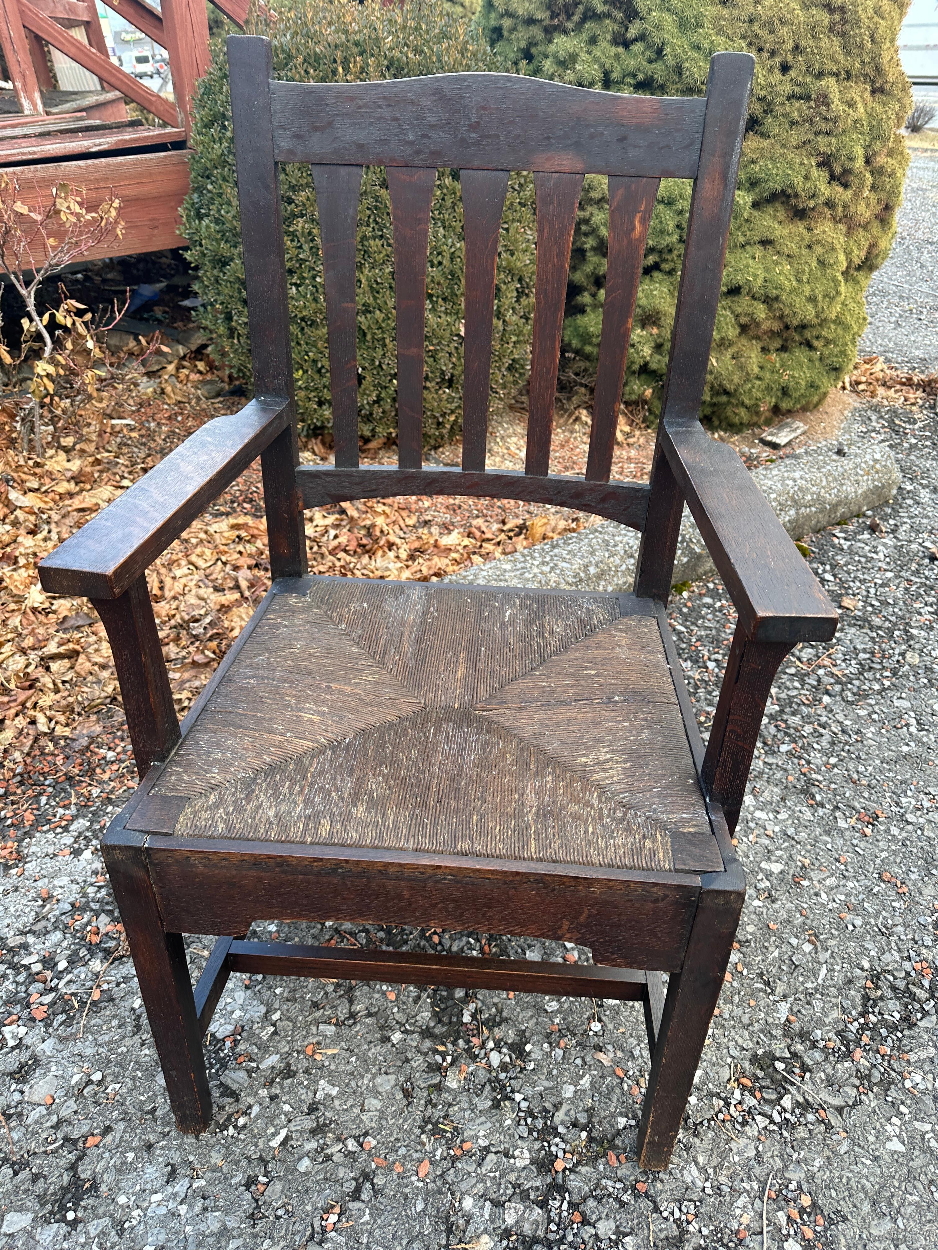 Antique Rare Set Of Seven (7) Gustav Stickley Bungalow Chairs circa 1901 - W7218 For Sale 13