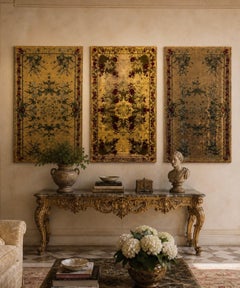 Antique Rare Set of Three 17th Century Genoese Silk & Velvet Panels, Framed