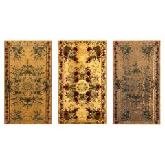 Antique Rare Set of Three 17th Century Genoese Silk & Velvet Panels, Framed