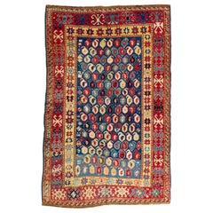 Antique KAZAK du Caucase bleu ciel