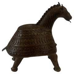 Antique Rare Solid Bronze Japanese Horse Sculpture